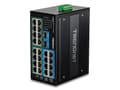 Miniatyrbilde 2 av 5: TRENDnet - Hardened Industrial - switch - 16 x 10/100/1000 (PoE+) + 8 x 10/100/1000 + 2 x 100/1000 SFP - DIN-skinnemonterbar - PoE+ (480 W) - TAA-sam