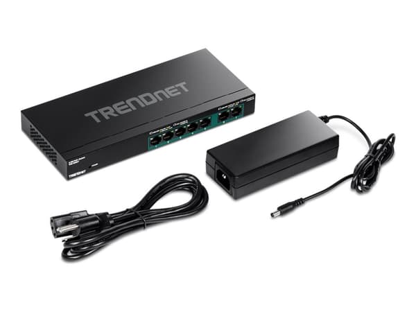 TRENDnet TPE TG327 - Switch - ikke-styrt - 5 x 10/100/1000 (PoE+) + 2 x 10/100/1000/2.5G (PoE+) - veggmonterbar - PoE+ (70 W) - TAA-samsvar