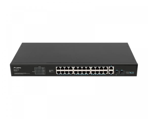 Netværksswitch 24-ports, 100MB POE+/2X COMBO RACK 19” (1000 Mbps, Max 360W)