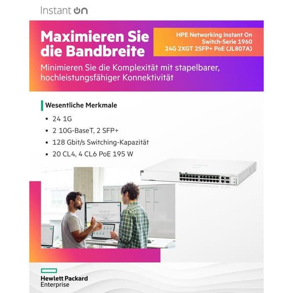 Kommutator - ARUBA - Instant On 1960 24G - L3 Lite - Hanterad - 24 Gigabit Ethernet-portar