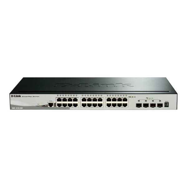 Fristående DLINK-switch - D-Link Smart 28p.gigabit stapelbar - 24 RJ-45 LAN-portar 10/100/1000 Mbps Svart