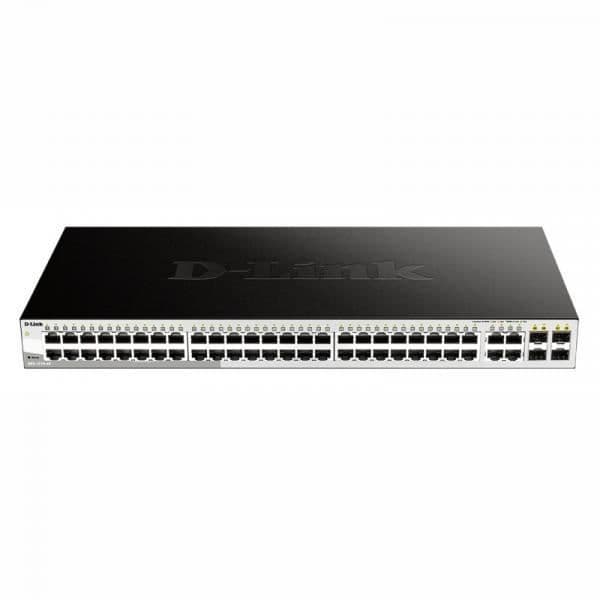 Nätverksswitch - DLINK - DGS-1210-48/E - 48 10/100/1000BASE-T-portar - 4 SFP-komboportar - 104 Gbps Svart