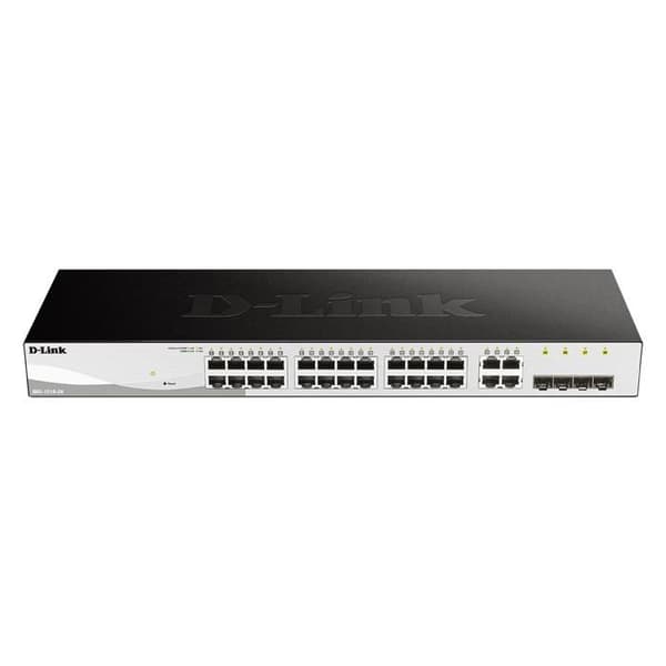 Brand Link D Modell DGS-1210-28/E Anslutningar 24 portar 10/100 Auto RJ45 UTP + 4 Gigabit SFP-regler -IEEE 802.3 10BaseT -IEEE Svart