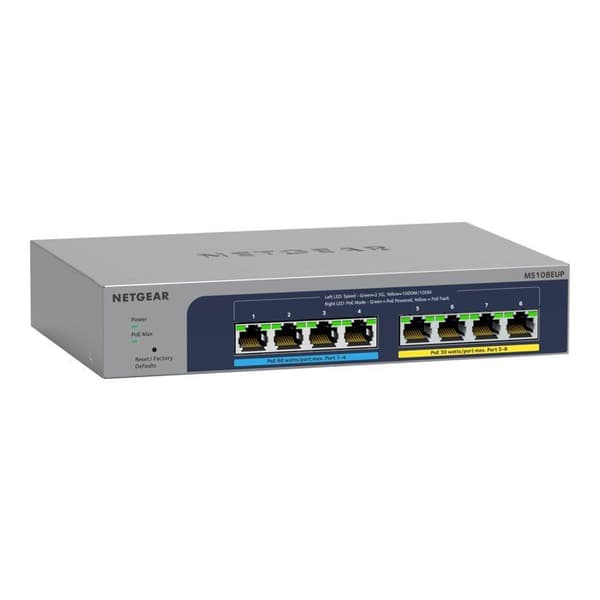 Switch - Netgear - MS108EUP - 8 portar - Gigabit Ethernet - 2 års garanti Grå