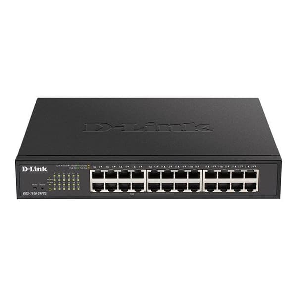 Nätverksswitch - D-Link - DGS-1100-24PV2/E - 24 Gigabit-portar - PoE - 48 Gbps Svart