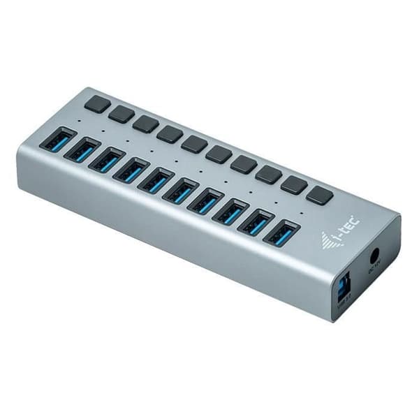USB 3.0 Hub - I-TEC - Ström med 10 USB 3.0-portar och 48W strömadapter