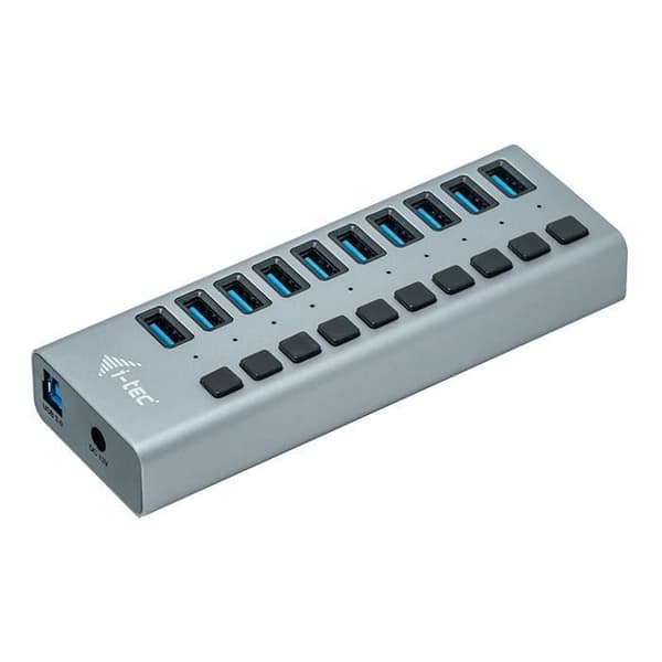 USB 3.0 Hub - I-TEC - Ström med 10 USB 3.0-portar och 48W strömadapter