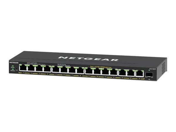 Switch - Netgear - GS316EPP - 16 portar - PoE+ - Gigabit Ethernet