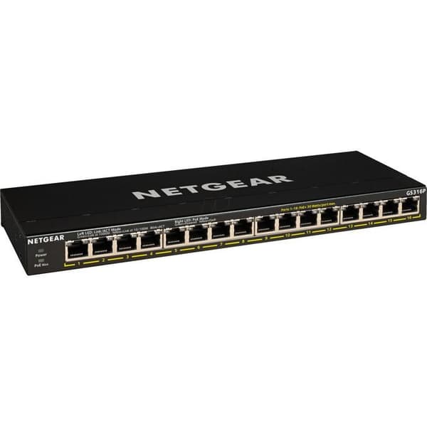 Switch - Netgear - GS316EPP - 16 portar - PoE+ - Gigabit Ethernet