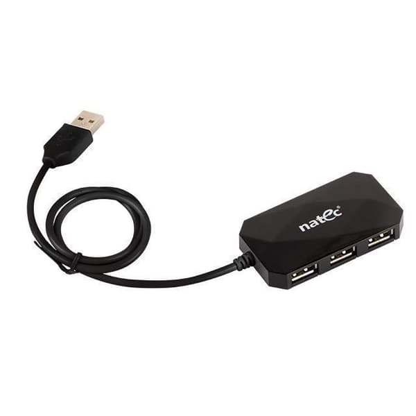 Koncentrator (hub) - NATEC - NHU-0647 - 4 USB 2.0-portar - Svart - Drivs av USB
