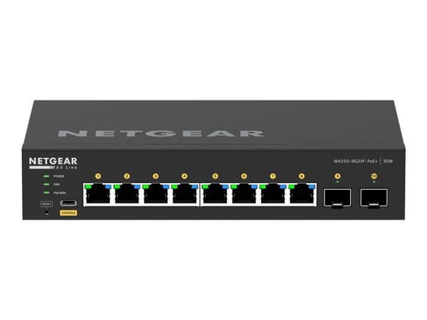 Administrerbar switch - NETGEAR - M4250-8g2xf-poe+ - 8 portar RJ-45 - Gigabit Ethernet - PoE+