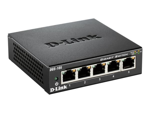 D-Link DGS-105, Ohanterad, L2, Gigabit Ethernet (10/100/1000), Full duplex Svart