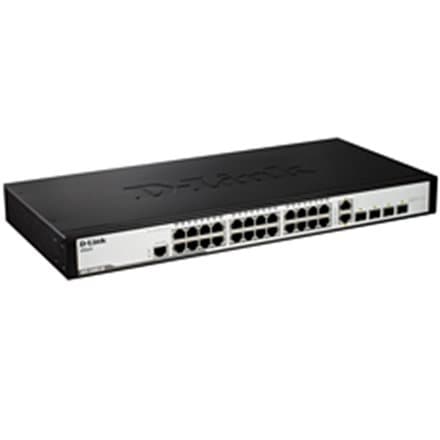 D-LINK DGS-1210-28, Gigabit Smart Switch with 24 10/100/1000Base-T ports and 4 Gigabit MiniGBIC (SFP) ports, 802.3x Flow Control, 802.3ad Link Aggrega