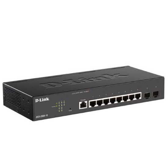 SWITCH POE D-Link, 8 x Gigabit POE + SFP x 2, 802.3at, managed, rackabil, carcasa metalica, "DGS-2000-10P" (timbru verde 2 lei) Svart