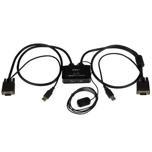 StarTech.com 2 Port USB VGA Cable KVM Switch - USB Powered with Remote Switch - KVM with VGA - Dual Port VGA KVM Switch (SV211USB) - KVM switch - 2 po