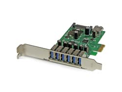 StarTech.com 7 Port PCI Express USB 3.0 Card - Standard & Low-Profile - SATA Power - UASP Support - 1 Internal & 6 External USB 3.0 Ports (PEXUSB3S7) Grønn, Metallisk