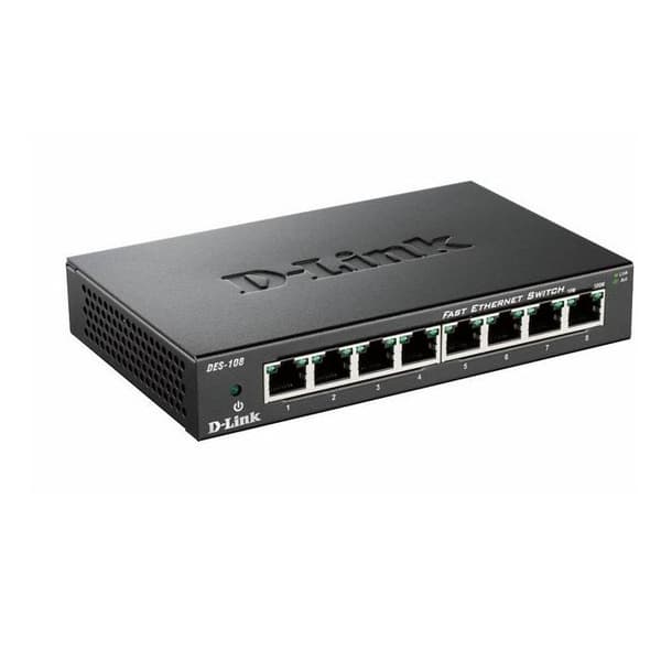 Switch D-Link DES-108/E 8-port 10/100 Metal Housing Desktop Switch Svart