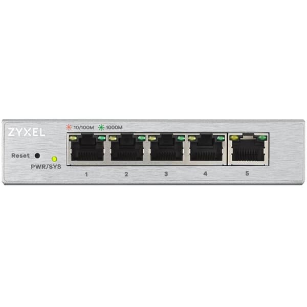 Switch ZyXEL GS-1200-5, 5 Ports, Gigabit, webmanaged Sølv