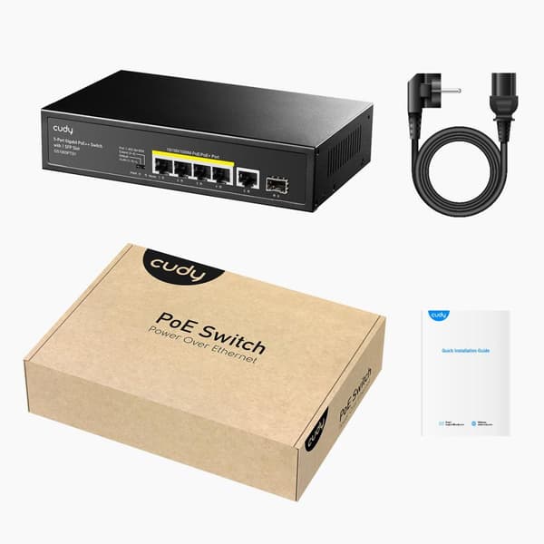 Switch Cudy GS1005PTS1, 5-Port Gigabit PoE+ Switch with 1 SFP Slot