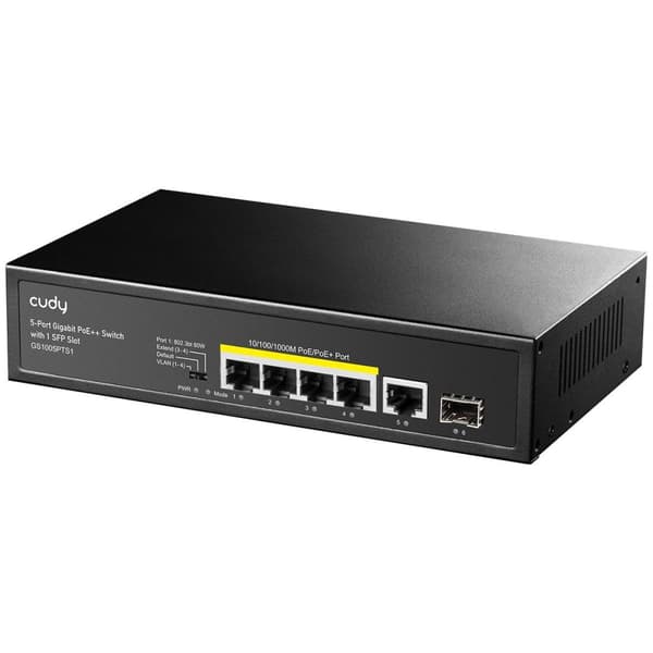 Switch Cudy GS1005PTS1, 5-Port Gigabit PoE+ Switch with 1 SFP Slot Svart