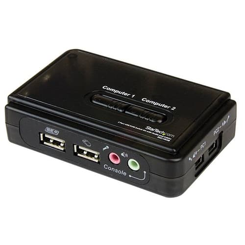 StarTech.com 2 Port USB VGA KVM Switch - Single VGA - Hot-key & Audio Support - 2048x1536 @60Hz KVM Switch - KVM Video Switch (SV211KUSB) - KVM / audi Sort