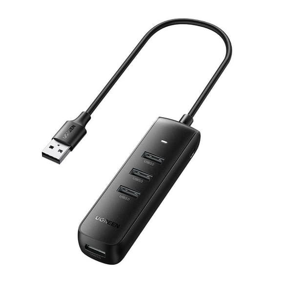 HUB extern Ugreen, "CM416" porturi USB: USB 3.0 x 4, conectare prin USB, material ABS, port micro USB 5V, lungime 25 cm, negru, "10915" (timbru verde