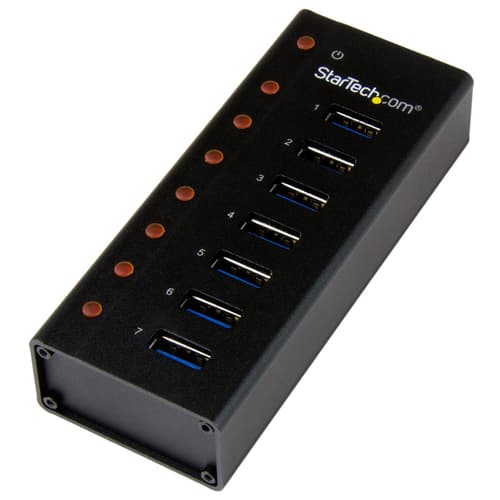 StarTech.com 7 Port USB 3.0 Hub (5 Gbps) - Metal Enclosure - Desktop or Wall Mountable - Rugged & industrial Powered USB Expander and Splitter Hub (ST
