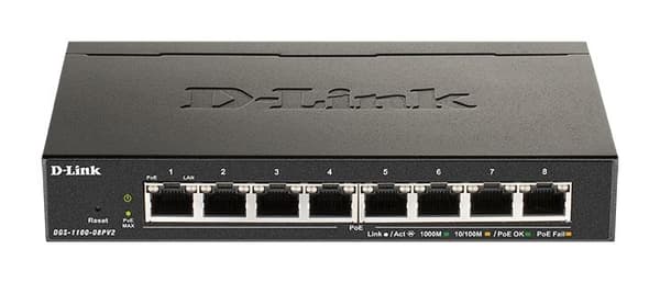 Przełącznik Smart DGS-1100-08PV2 8xGE PoE Sort