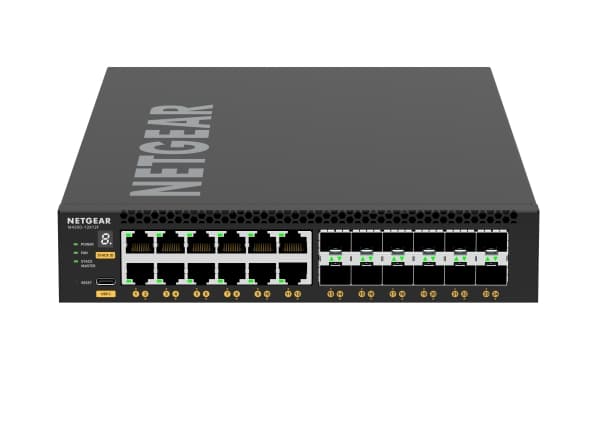 NETGEAR M4350 Series M4350-12X12F - Switch - L3 - Styrt - 12 x 1/2.5/5/10GBase-T + 12 x SFP+ - front til bakside-luftflyt - rackmonterbar