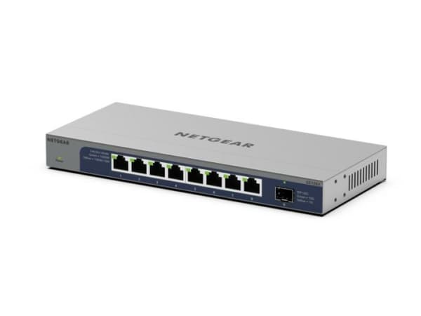 NETGEAR GS108X - Switch - ohanterad - 8 x 10/100/1000 + 1 x 10 Gb Ethernet SFP+ (upplänk) - skrivbordsmodell, väggmonterbar