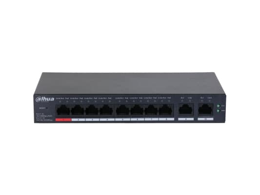 Dahua DH-CS4010-8ET-110 - Switch - cloud managed - smart - 8 x 10/100 (PoE) + 2 x 10/100/1000 (upplänk) - skrivbordsmodell, väggmonterbar - High PoE