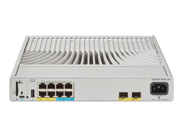 Cisco Catalyst 9200CX - Network Advantage - switch - kompakt - L3 - Styrt - 4 x 10/100/1000 (UPOE) + 4 x 100/1000/2.5/5/10G (UPOE) + 2 x 10 Gigabit S Grå