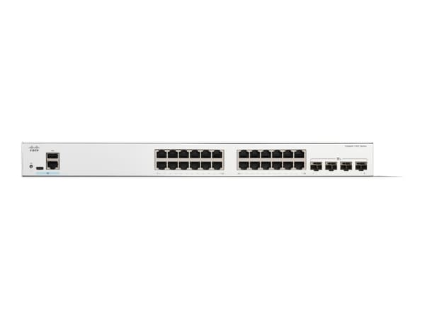 Cisco Catalyst 1200-24T-4X - Switch - L3 - smart - 24 x 10/100/1000 + 4 x 10Gb Ethernet SFP+ - rackmonterbar