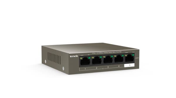 Tenda TEF1105P-4-63W-EU netværksswitch Fast Ethernet (10/100) Power over Ethernet (PoE) Sort
