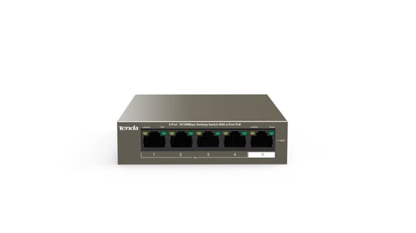 Tenda TEF1105P-4-63W-EU netværksswitch Fast Ethernet (10/100) Power over Ethernet (PoE) Sort
