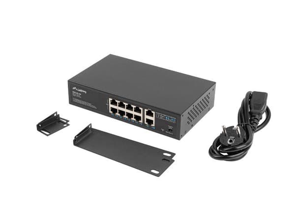 Lanberg Switch PoE+ -teline 10"/19" RSFE-8P-2GE-120