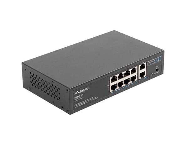 Lanberg Switch PoE+ -teline 10"/19" RSFE-8P-2GE-120