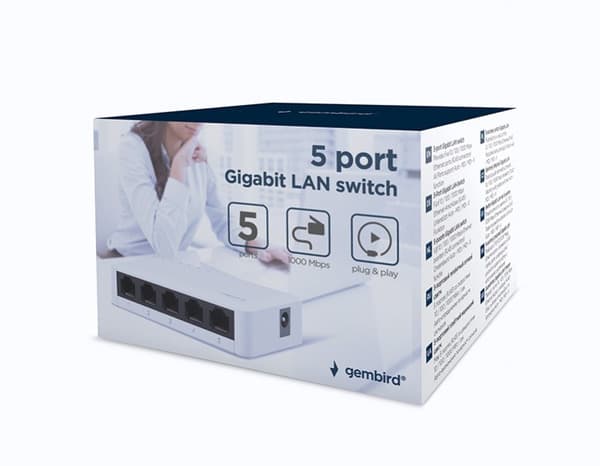 GEMBIRD 5-PORTS GIGABIT LAN SWITCH HVID
