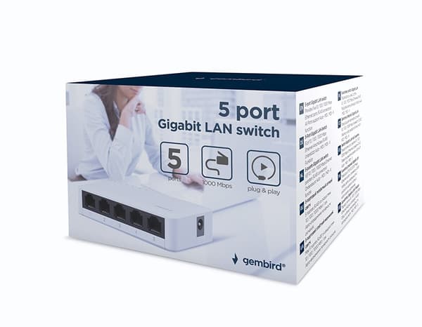 GEMBIRD 5-PORTS GIGABIT LAN SWITCH HVID