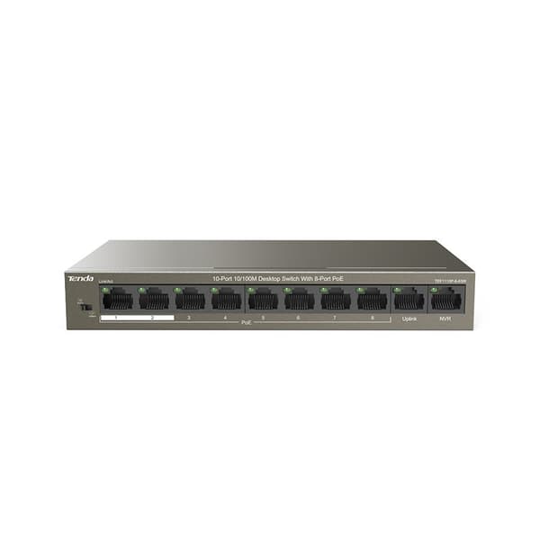 Tenda TEF1110P-8-63W nätverksswitch Unmanaged Fast Ethernet (10/100) Power over Ethernet (PoE) Svart Svart