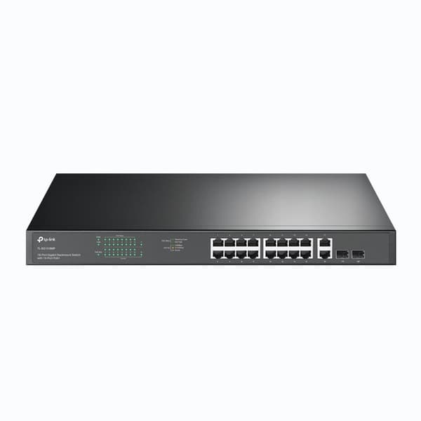 TP-Link 18-porttinen Gigabit Rackmount Switch, jossa 16 PoE+ musta