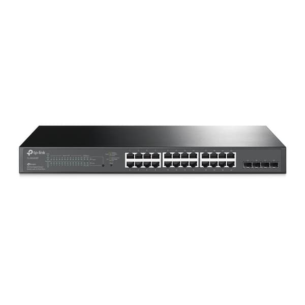TP-Link JetStream 28-Port Gigabit Smart PoE Switch med 24-Port PoE+ Sort