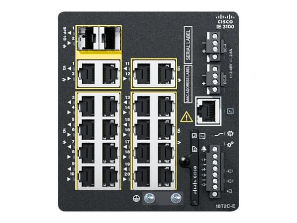 Cisco Catalyst IE3100 Rugged Series - Network Essentials - switch - Styrt - 18 x 10/100/1000 + 2 x kombo Gigabit - DIN-skinnemonterbar Sort