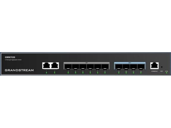 Grandstream GWN7830 - Switch - aggregation - L3 - Administrerad - 2 x 10/100/1000 + 6 x Gigabit SFP + 4 x 10 Gigabit SFP+ - skrivbordsmodell, väggmon