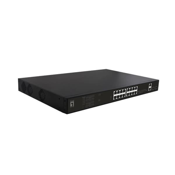 Ohanterad Gigabit Ethernet-nätverksswitch - LEVELONE GEP-2021 - 20 portar - Monteringsnät - 1U Svart