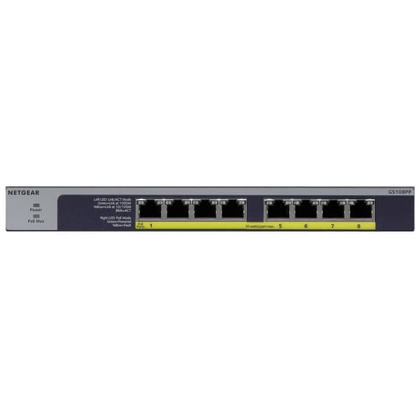 Netgear 8 Port Power Over Ethernet/power Over Ethernet+ Gigabit Switch Musta