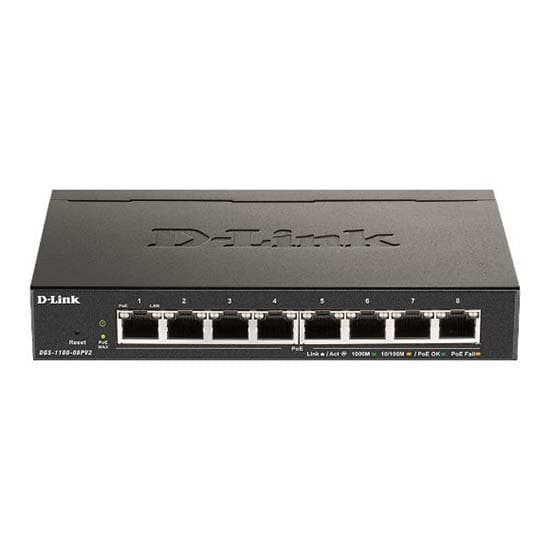 D-link Swtich Dgs-1100-08pv2/e Hopeinen musta