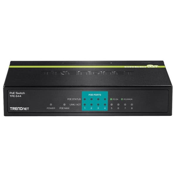 Trendnet 8 Port Power Over Ethernet Switch Sort Blå