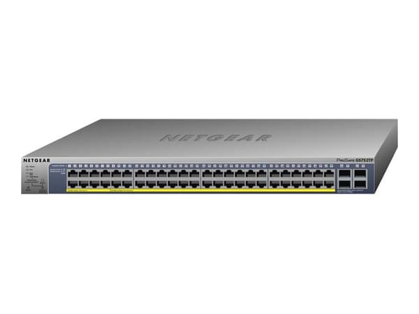 NETGEAR Smart GS752TP - Switch - L3 Lite - smart - 8 x 10/100/1000 (PoE+) + 40 x 10/100/1000 (PoE) + 4 x SFP - stasjonær, rackmonterbar - PoE+ (384 W Sort