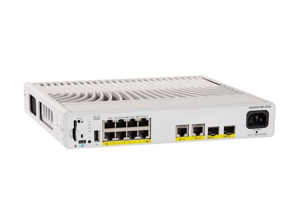 Cisco Catalyst 9200CX - Network Essentials - switch - kompakt - L3 - Administrerad - 8 x 10/100/1000 (PoE+) + 2 x 1000Base-T + 2 x 10 Gigabit SFP+ (u Grå